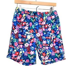 Tea Collection Caribbean Blue Floral Swim Trunks Men’s Size Small
